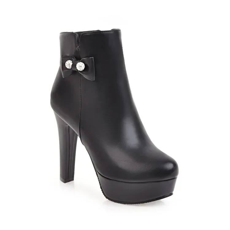 Oversize  Large size  Big Size   Side Zipper Shoe Boots for Waterproofing Platform with Round Head and Round heel