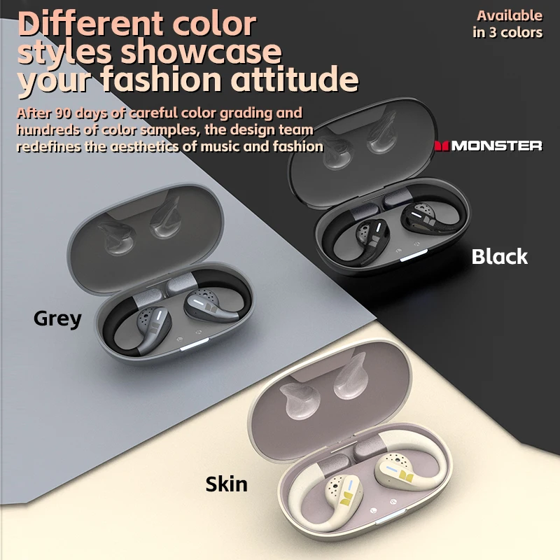 سماعات رأس بلوتوث Monster AURA FIT X02، أوضاع مزدوجة عصرية، مناسبة للتعلم والرياضة والأعمال المكتبية