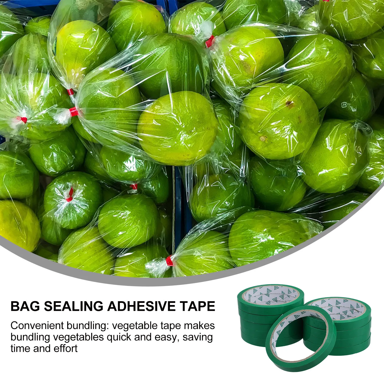Cinta adhesiva para envolver verduras, cinta de sellado de bolsas de plástico resistente, herramienta de cierre seguro para productos frescos, mercados y supermercados, 10 Uds.