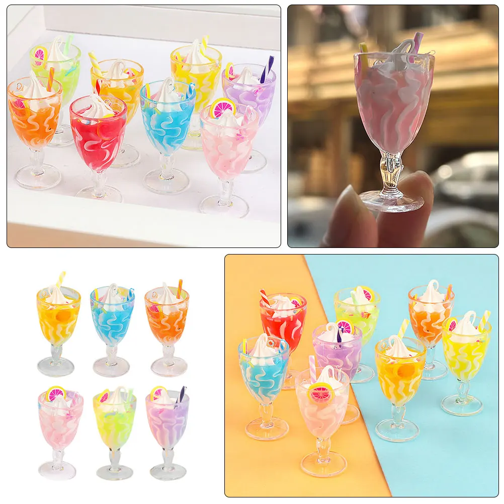 

6 Pcs Miniature Goblet Decorations Versatile Multi Functional Accessories Ice Cream Cup Kids Play Set Smooth Surface