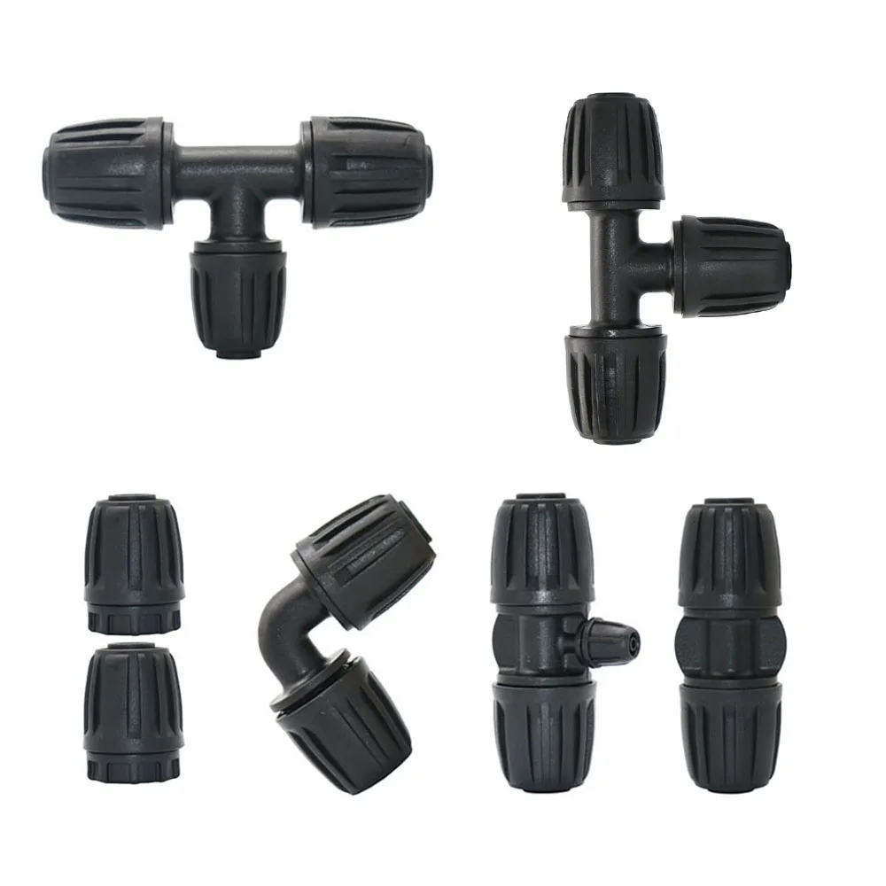 

20mm ​to 16mm 4mm PE Hose Barb Connecters Tee Reduced water splitter Elbow End Plug Pipe Fitting Pipe Coupling Lock Nut