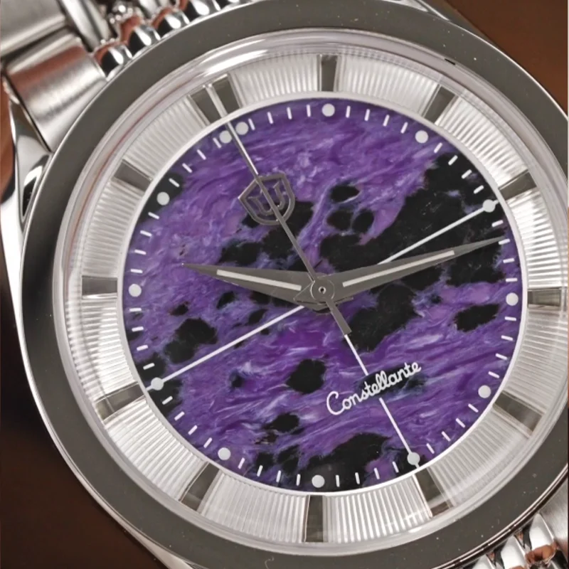 

Watchdives WD1954 Charoite 36 мм кварцевые часы с механизмом VH31, сапфировым стеклом с AR-покрытием, водонепроницаемые до 100 м, из нержавеющей стали, мужские люксовые часы
