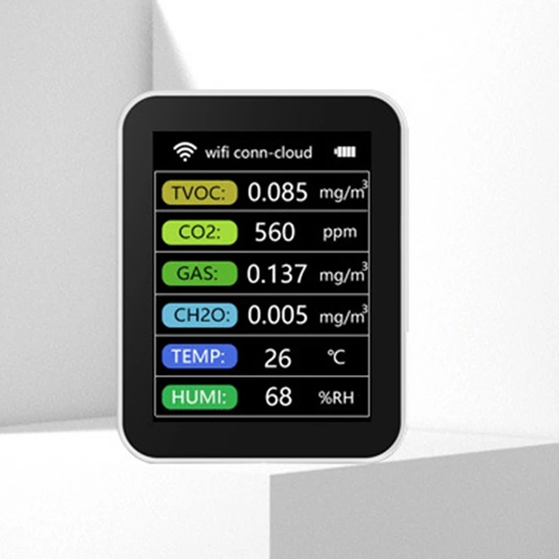 ใหม่-Wifi Smart Air คุณภาพ Monitor CO2 เมตร TVOC HCHO PM2.5 เครื่องทดสอบดิจิตอล CO2 Sensor ฟอร์มาลดีไฮด์เครื่องตรวจจับก๊าซ Tuya APP