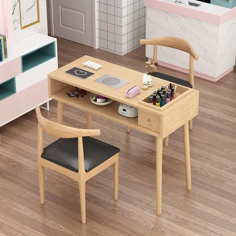 Solid Wood Nail Table With Vacuum Cleaner Embedded Silent Japanese Economy Nail Table Mesa Manicura Furniture For Beauty Salon