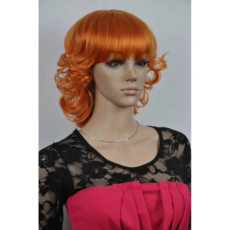 

Usjf10060 fashion new short curly orange hair wigs for women hair wig