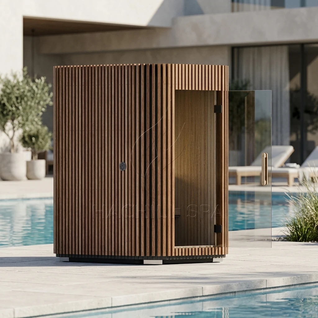 New Outdoor 2 Person Traditional Sauna Room Reclined Seating Backyard Wellness Shell With Optimized Ventilation System Round