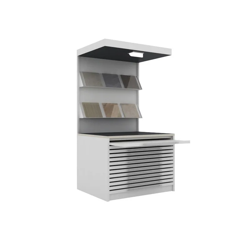 High Quality Modern Metal Tile Display with Customizable Exhibition Racks and Marble Clamp Technology