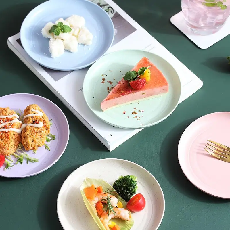 5pcs/set New Nordic Wheat Straw Plate Fruit Vegetable Plate Bone Spitting Plate Tableware Plate view 4