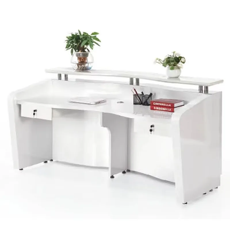 Modern White Salon and Hospital Barber Shop Front Canter 2020 the Hot Sale Glossy Baking Paint Office Furniture Reception Desk