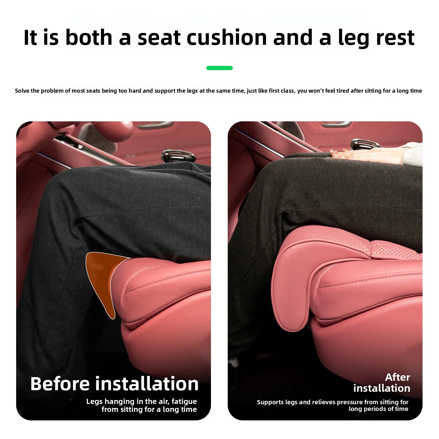 New Extended Leg Rest One-Piece Universal Car Seat Cushion for All Seasons with Perforated Ventilation for Driving