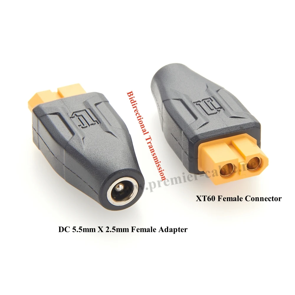 XT60 to DC 5525 Connector XT60 Female to DC 5.5mm X 2.5mm Female Adapter no Wire Model Airplane Power Extender for Drone Energy