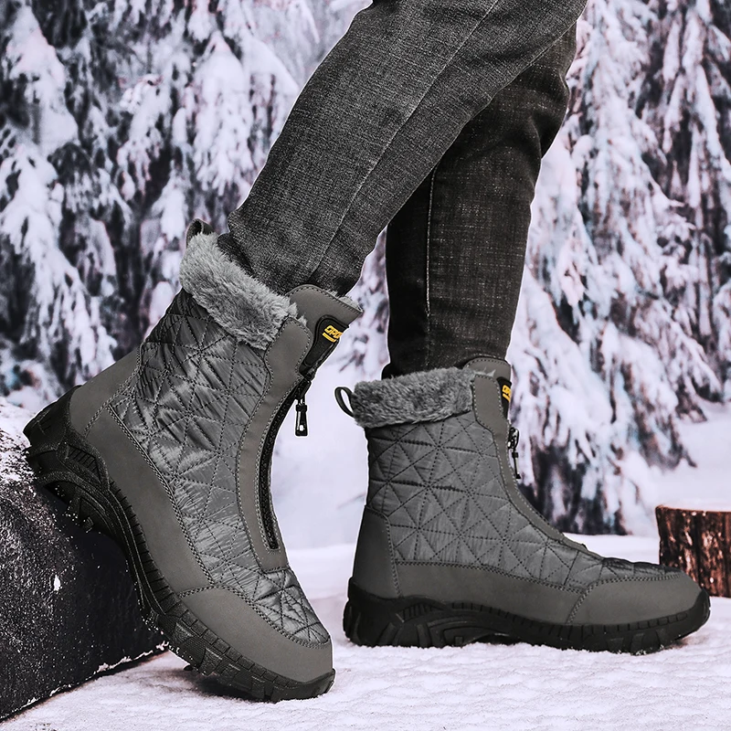 

Brand Quality Men's High-Top Snow Boots Breathable Waterproof Cloth EVA Non-Slip Keep Warm Plush Men's Ankle Boots