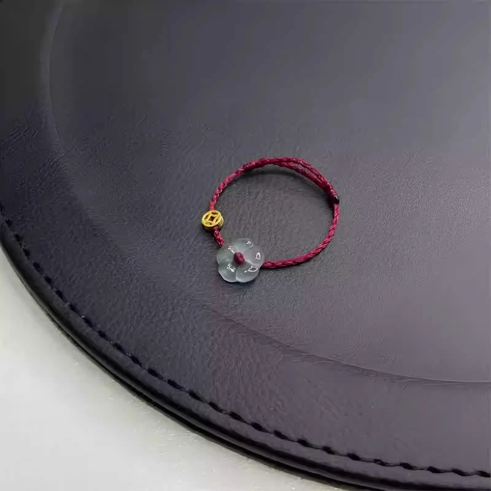 Fabric-style money to spend~ Unique floral coin braided rope ring for women, niche and classy, adjustable red string ring