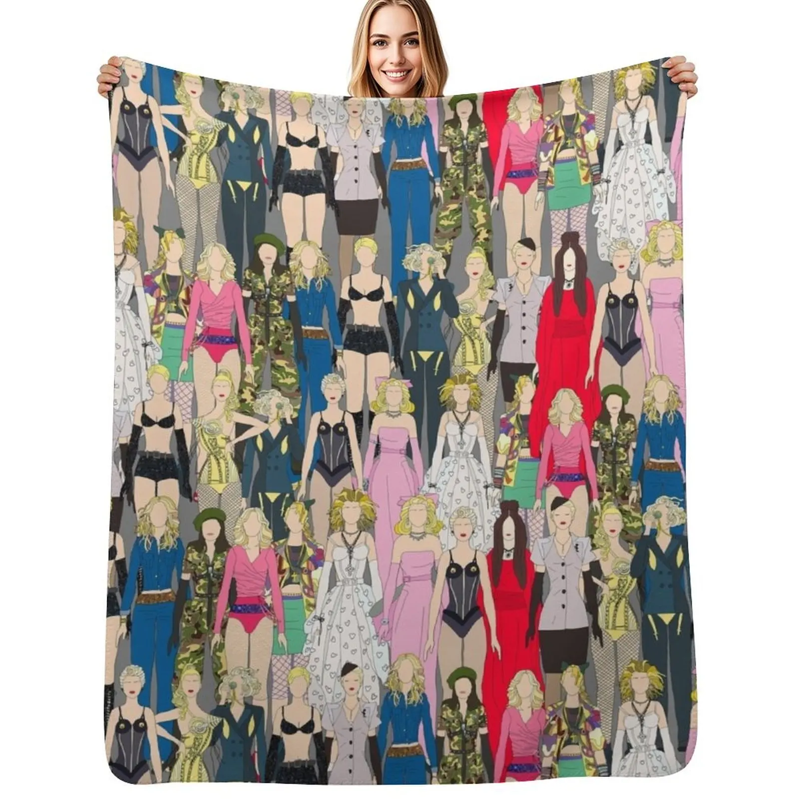 

Madonna-A-Thon Throw Blanket Flannel Fabric Plaid on the sofa Thin heavy to sleep Blankets