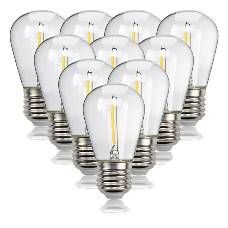 

AT14 10 шт. Небьющиеся светодиодные гирлянды с водонепроницаемыми лампочками S14 для патио, террасы, бистро