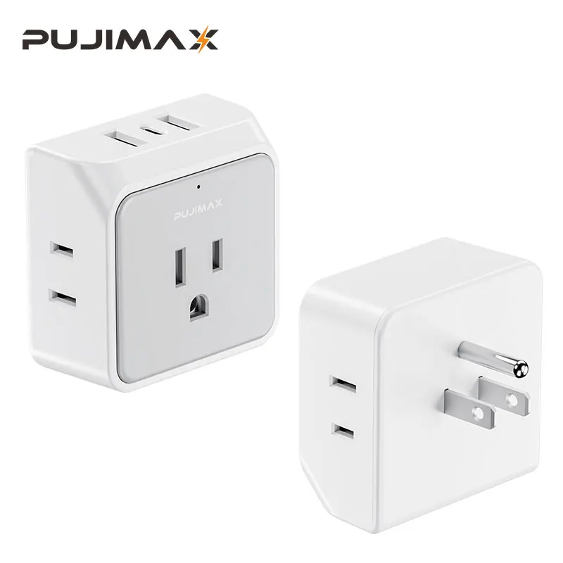 PUJIMAX US Surge Protector,3 Outlet With 3 USB Power Strip Multi Tap Plug Electrical Charge Adapter,Miniature Plug Wall Adapter