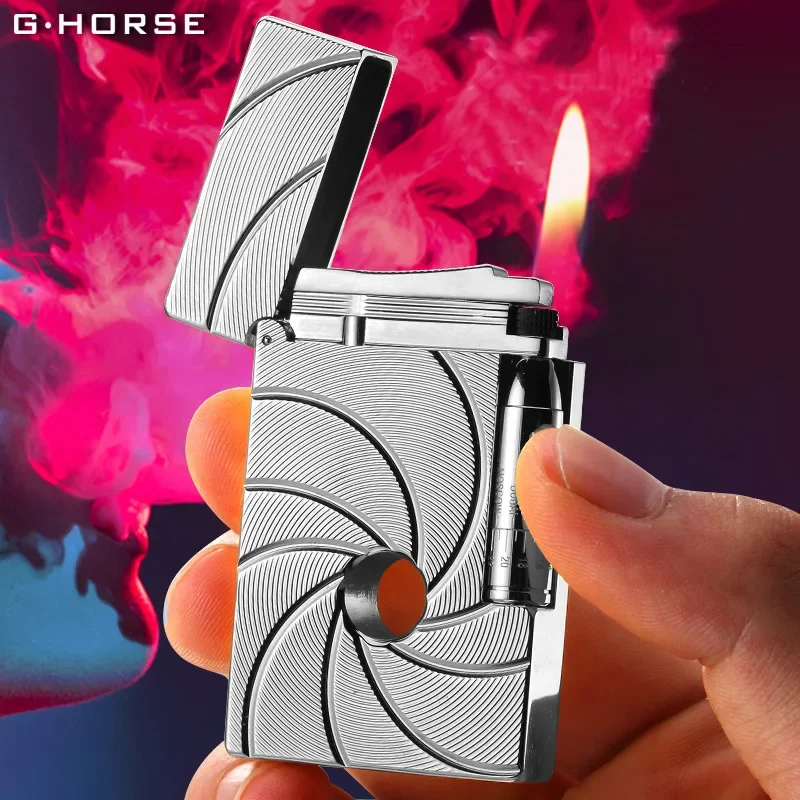 

GHORSE Long Tone Butane Gas Metal Lighter Flame Adjustable Flint Replaceable Portable Lighter High-end Retro Men's Gifts.