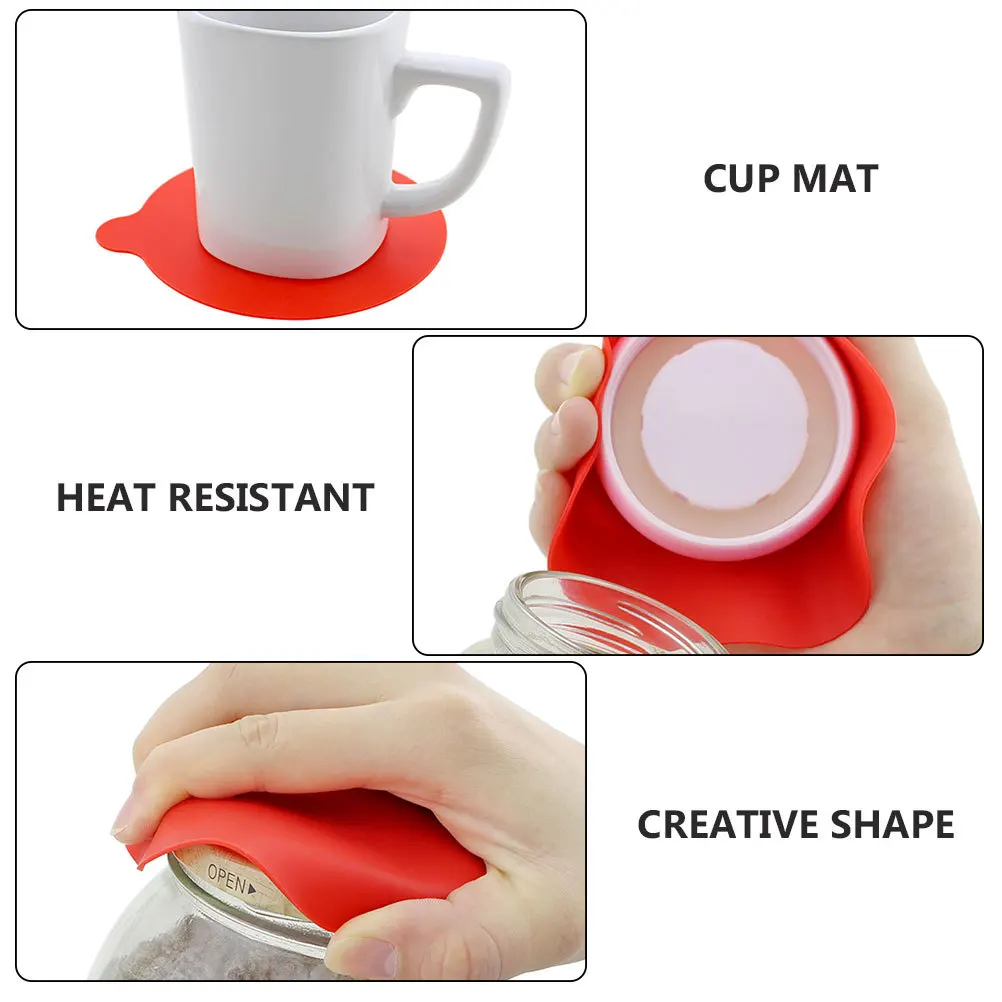 

2 pcs Heat Resistant Silicone Cup Mat Multifunctional Bottle Gripper Pad Jar Round Coaster For Table Protection Kitchen Bar Mat