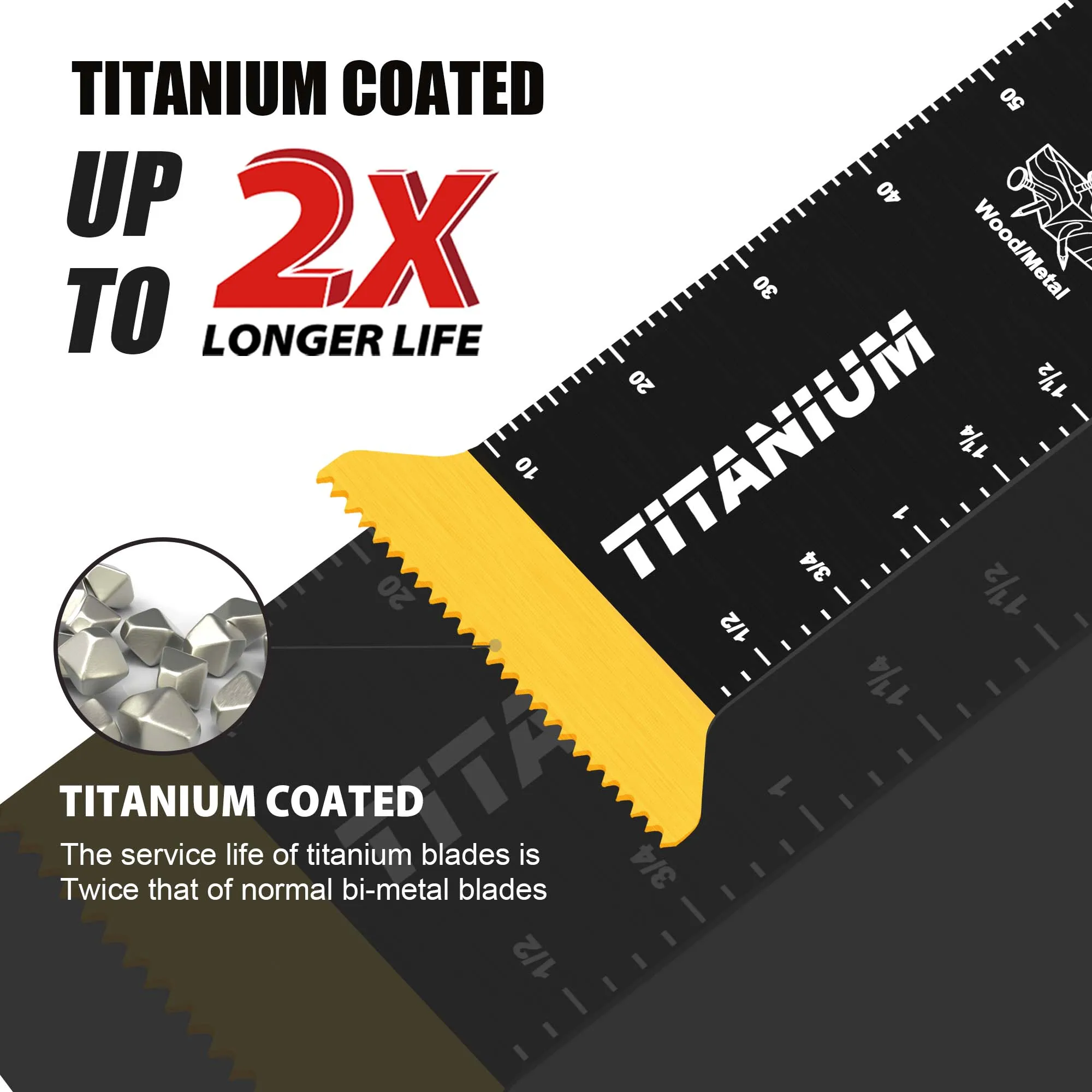 EZARC 3-teiliges oszillierendes Sägeblatt mit extra langer Reichweite, oszillierende Titan-Multitool-Klingen zum Schneiden von Metall, Holznägeln