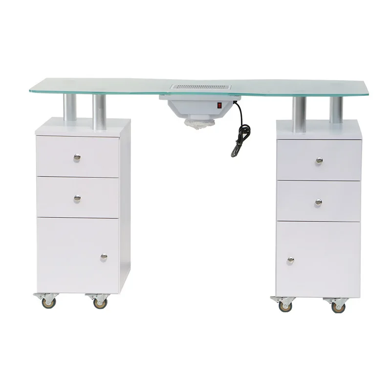 Classic manicure table with fan, suitable for wholesale and retail nail shops to use tempered glass