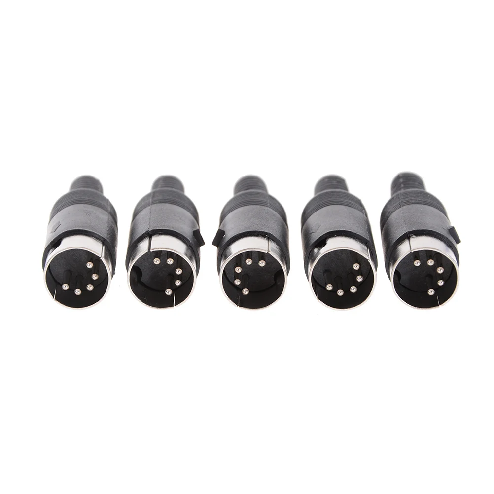 5Pcs Mini 5 Pin Din Male Plug With Plastic Handle Adapter Soldering Cables DIY Connector