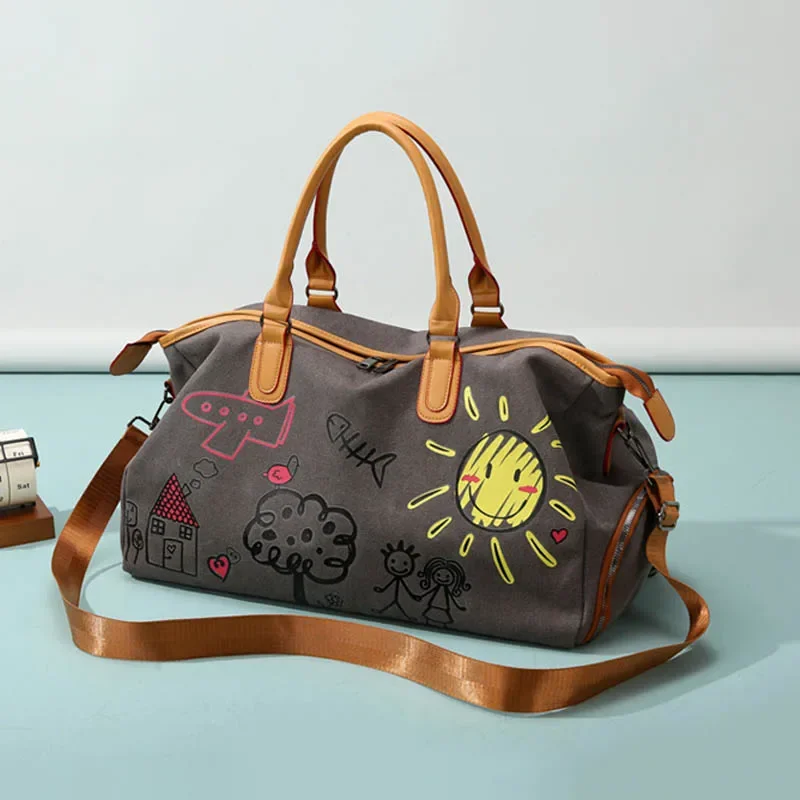 Travel Handbag Shoulder Bag Wear-resistant Material Dry Wet Separation Bag Shoe Compartment Suitcase Fixing for Fitness Swimming