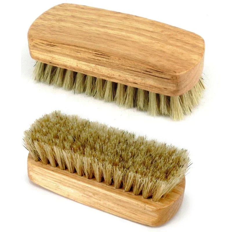 Pig Hair Waxing Brush Hard Bristle Shoe Surface Cleaning Polishing Oiling Brush Imitation Mahogany Black Wood Handle Brush