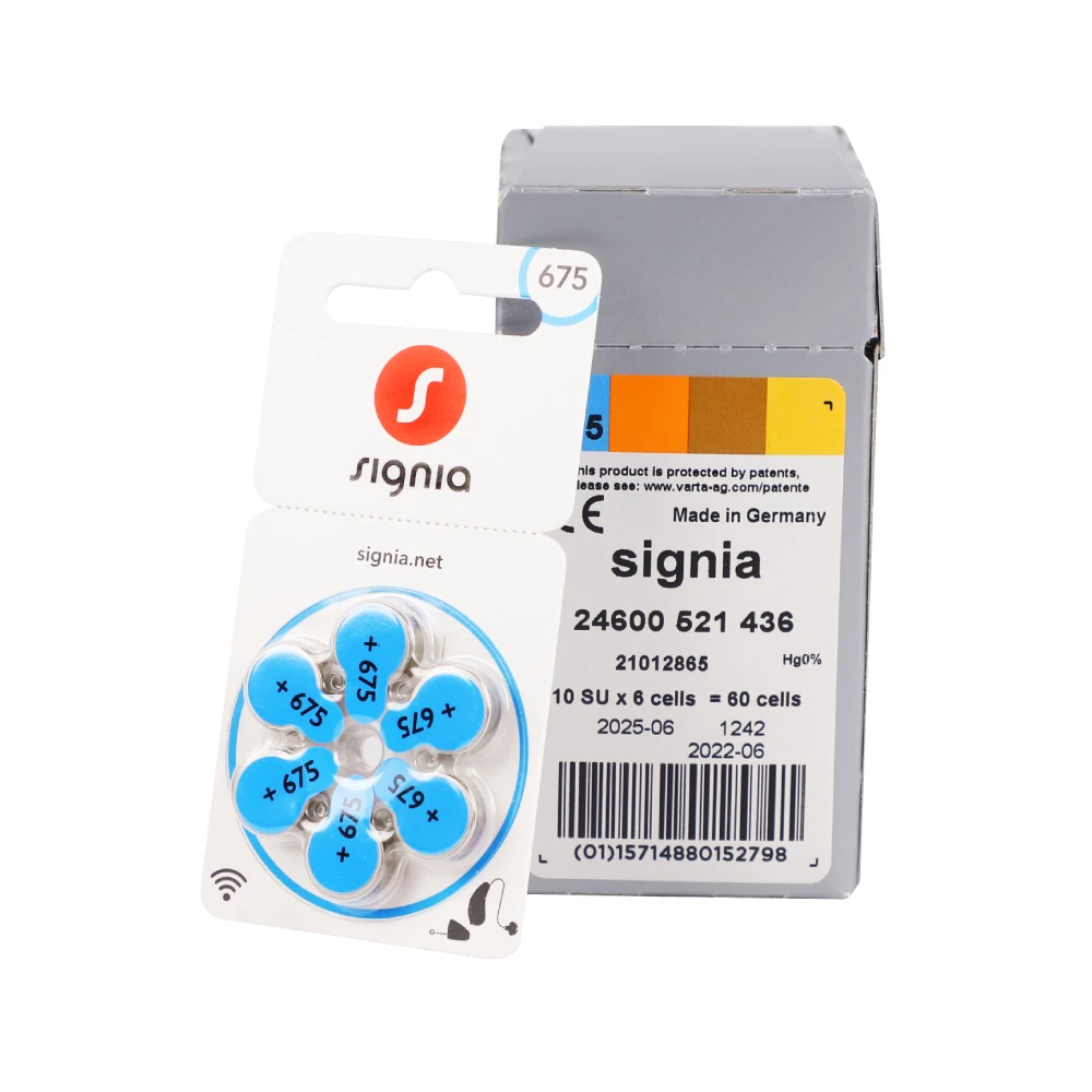 60pcs/Box Signia Zinc Air Hearing Aid Batteries 675A 675 A675 PR44