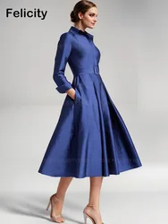 Elegant Customized Mother of the Bride Dress 2025 A-Line Shirt Collar Formal Wedding Guest Dresses Satin Belt Evening Party Gown