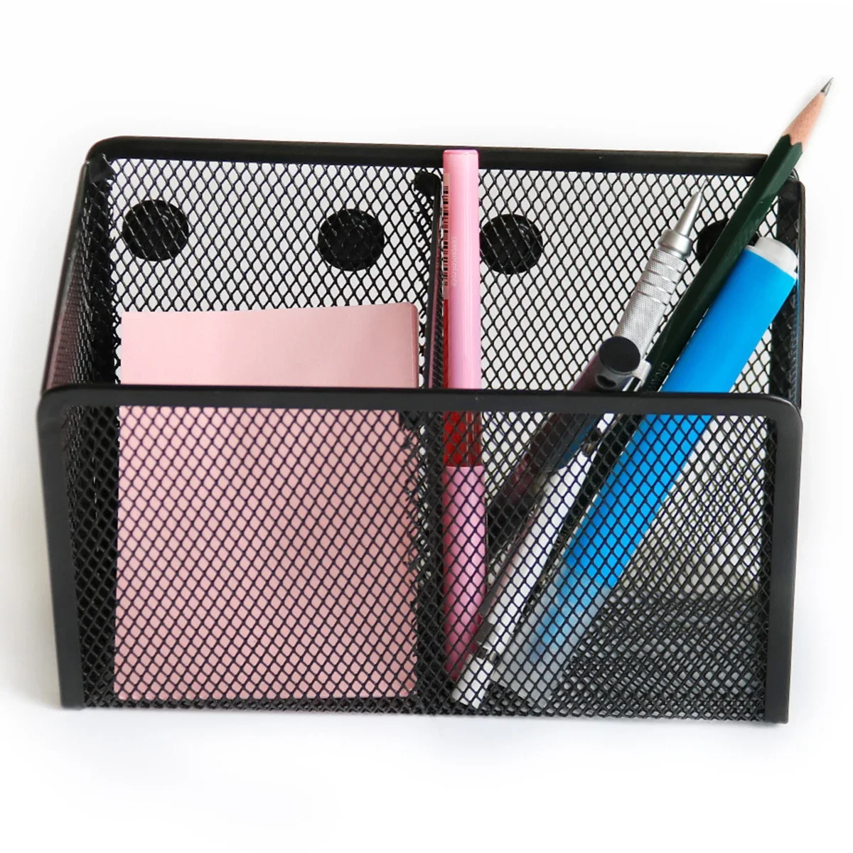 Metal Mesh Pen Cup Sturdy Magnetic Pencil Holder Portable Large Capacity Magnetic Marker Storage Basket for Desktop Storage