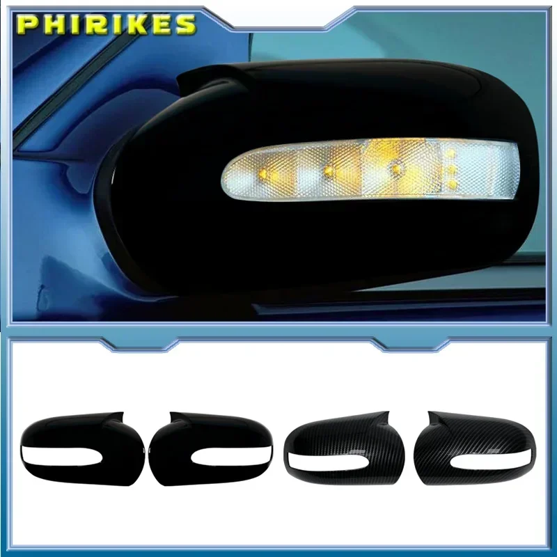 

Rear view Mirror Covers Caps For Mercedes-Benz E,C-Class W211 W203 2001-2007 Carbon Fiber Gloss Black Accessories