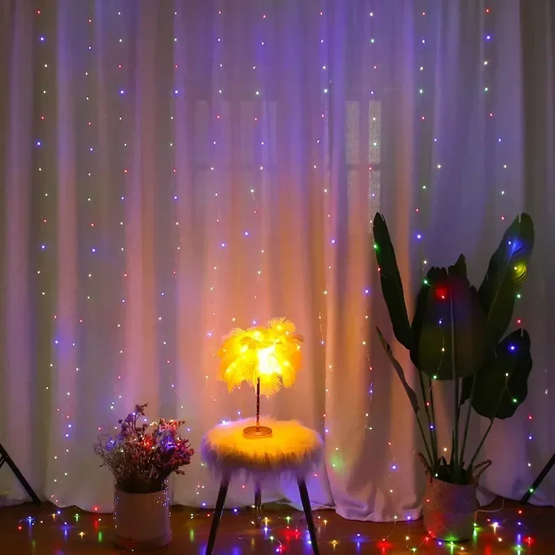 Holiday LED Curtain Light String USB Powered 8 Modes Christmas New Year Party Lights Home Wedding Birthday Room Decor Aesthetic