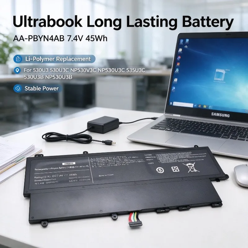 AA-PBYN4AB 7.4V 45Wh Replacement Li-Polymer Laptop Battery for Samsung 530U3 530U3C NP530V3C NP530U3C 535U3C 530U3B NP530U3B