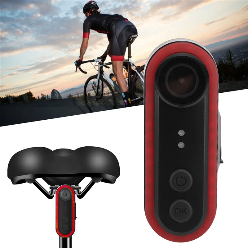 

A99I-IPX6 Water Proof Bike Camera 1080P 140° Wide Angle Rechargeable Bicycle Rear View Camera With Tail Light For Cycling