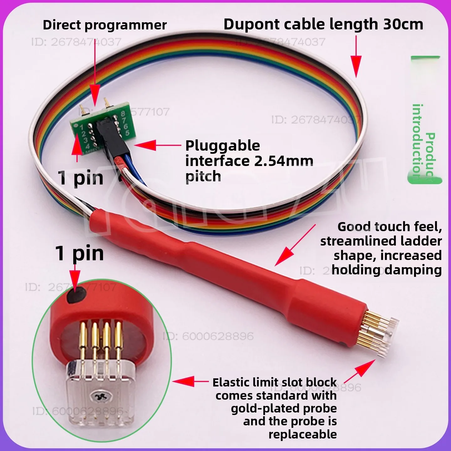 BIOS Programming Clip for SOP8/WSON8 – Memory Chip Read/Write Tester with 8-Pin Spring Loaded Probe for EEPROM/Flash ICs