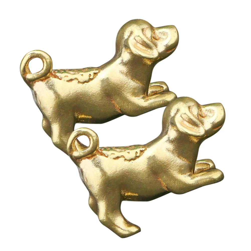 

2pcs Brass Dog Keychain Pendant Vintage Animal Charm Diy Key Ring Decoration Retro Bag Hanging Ornament Small Jewelry Making