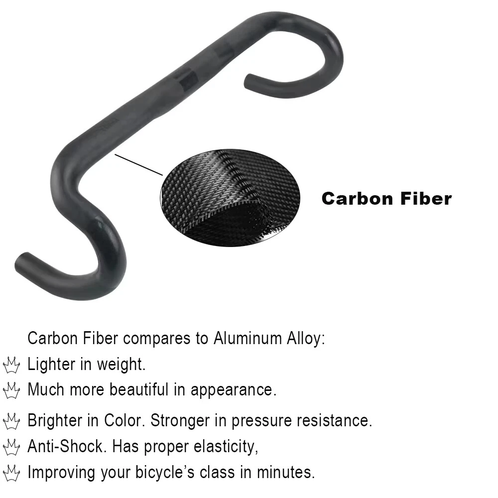 AERONOVA Carbon Fiber Road Bike Handlebar 31.8, Carbon Fiber Handlebars Bike Bent Handle Bar, 31.1 - 32.5 Aero Bars Drop Bars