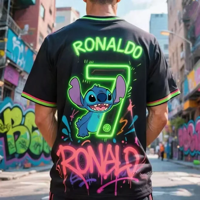 آي ديزاين ستيتش اند رونالدو # 7 صيف جديد الرجال تي شيرت كرة القدم جيرسي قصيرة الأكمام الرياضية تنفس تيز عادية للأطفال/الكبار بلايز