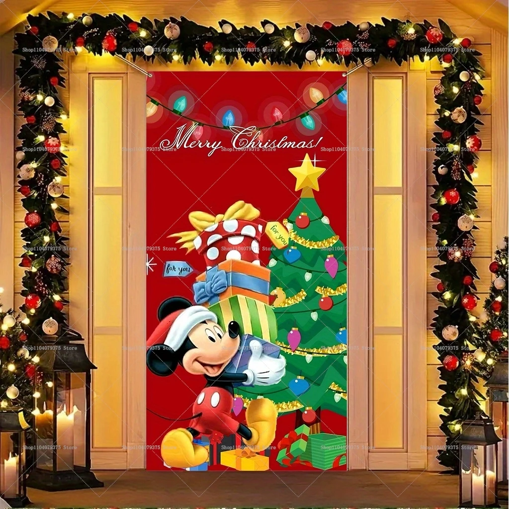 Disney Mickey Party Door Decoration Door Cover Banner Christmas Gift Photography Background Indoor And Outdoor Porch Decoration