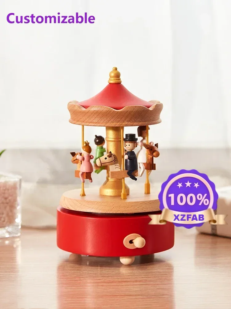 Factory Direct 2026 Carousel Music Box Wooden Music Box Children Girls Girls Birthday Gifts Girls Qixi Festival Valentine's DayH