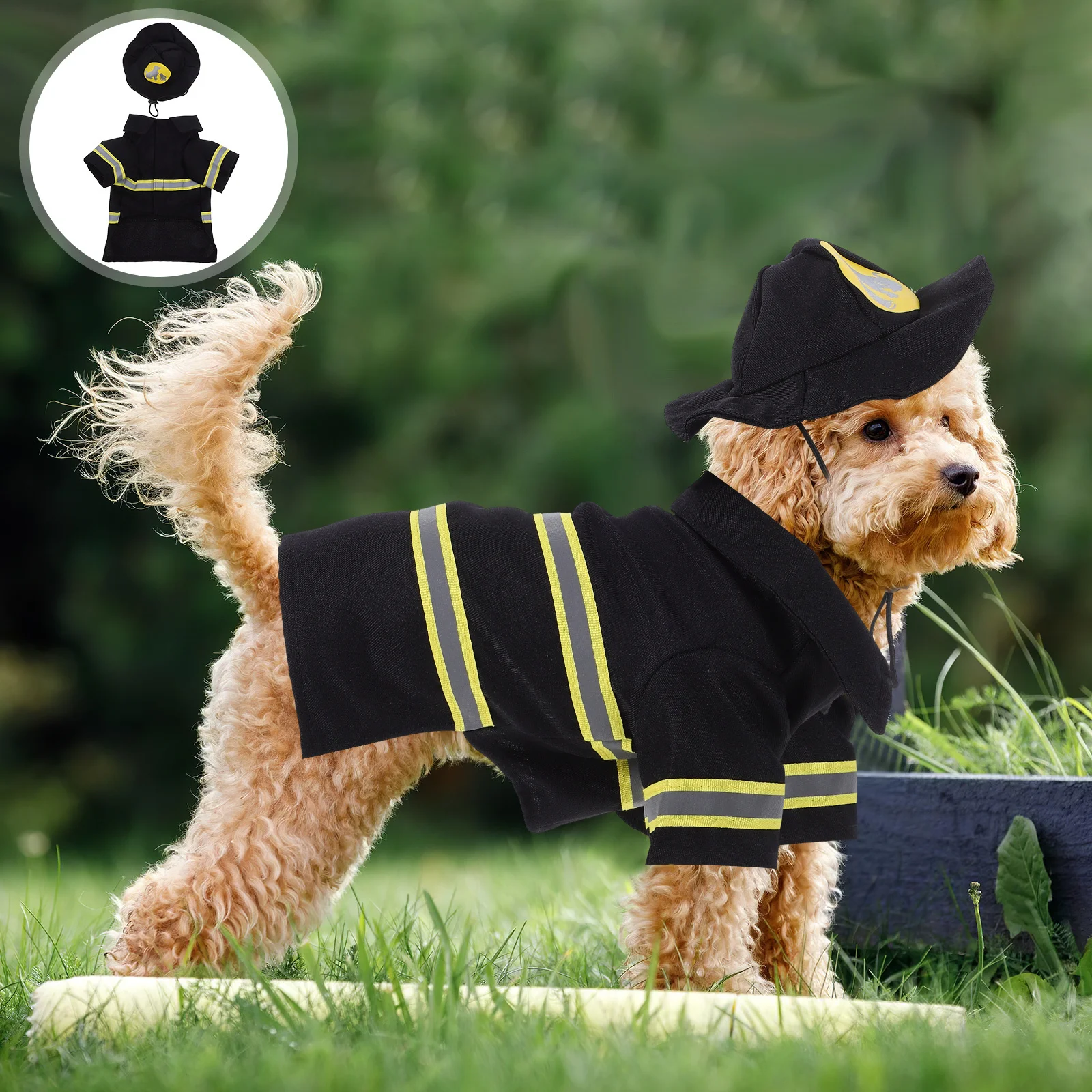 

1 set 1 Set Pet Dog Clothes Firefighter Uniform Style Pet Clothing Party Costume Transformed Coat For Cat Puppy Xl Black Festive