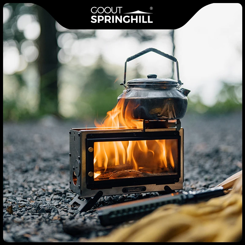 Goout Springhill حفرة نار صغيرة للتخييم في الهواء الطلق موقد الحطب المدمجة المحمولة للطي منضدية حفرة النار موقد الغليان #1