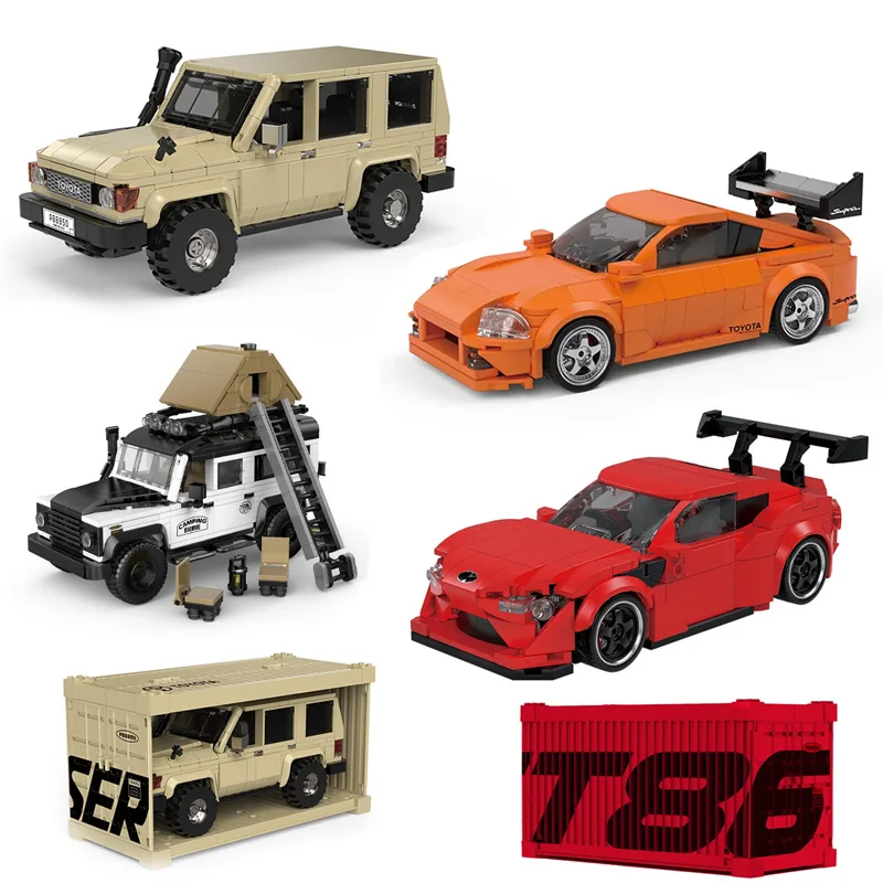 

Classic Buggy Car Model Building Blocks PB8808/PB8850/PB8832 Vehicle With Display Case Assembled Collectible MOC Bricks Toy Gift