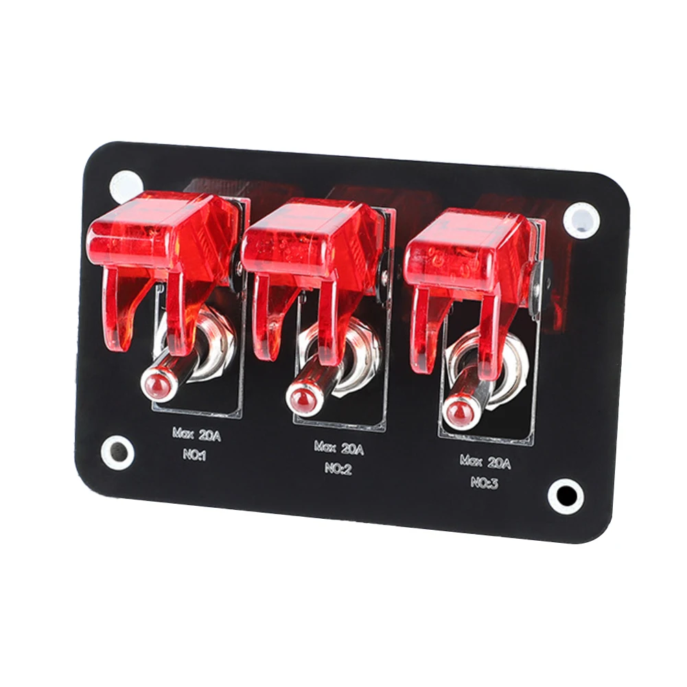 3-Gang Circuit LED Rocker Ignition Toggle Switch Panel Breaker for Car Truck Bus Marine Boat Yacht RV Electrical Box 12-24V