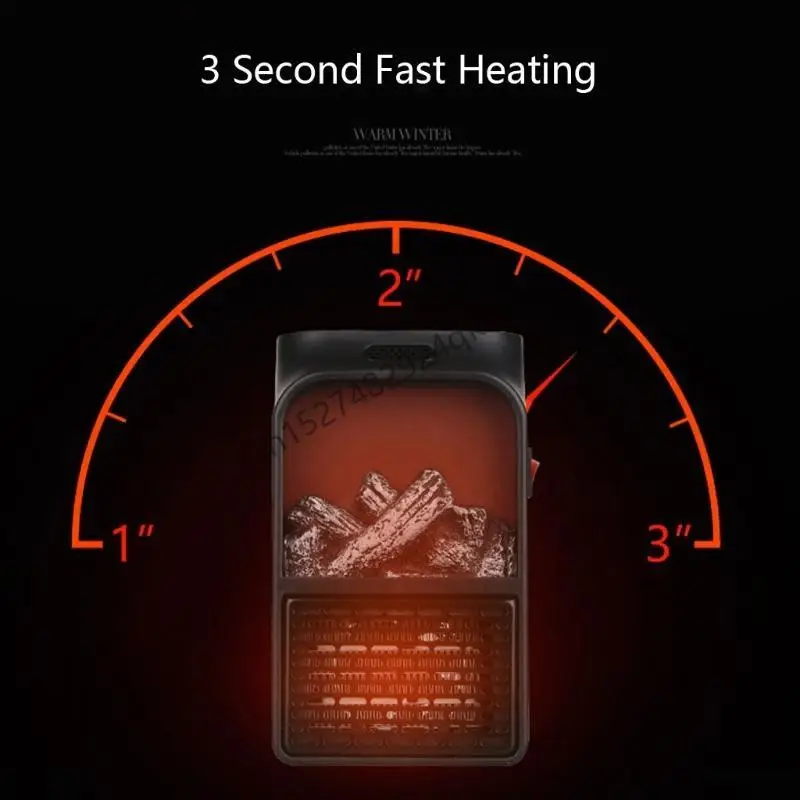 R9CD Space Heater Портативный пламенный обогреватель Вентилятор для офиса, дома и всей комнаты, черный