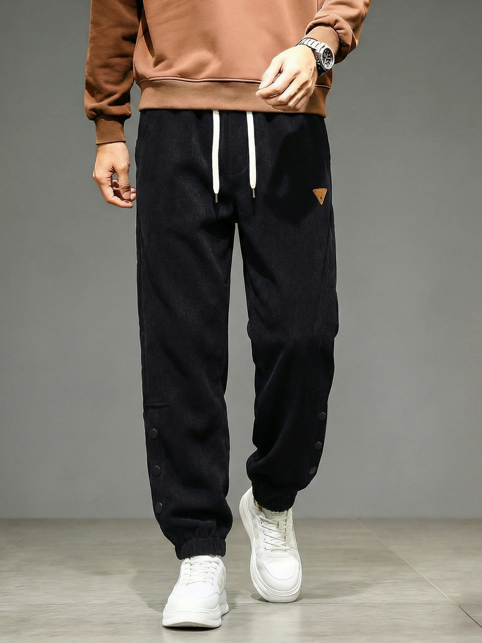 

plus Size Men's Casual Pants Loose Fit Elastic Waist Baggy Trousers Spring Autumn Seasonal Wear Comfortable Polyester Fabric