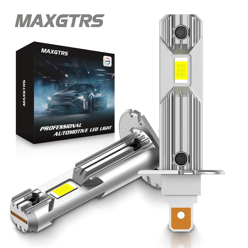 2x Bombillas LED H1 para Faros Delanteros, Lámpara Antiniebla, CSP Grande, 12000Lm, 6500k, Luz Fría/Amarilla Cálida, Plug and Play, Muy Brillantes, Tamaño Mini