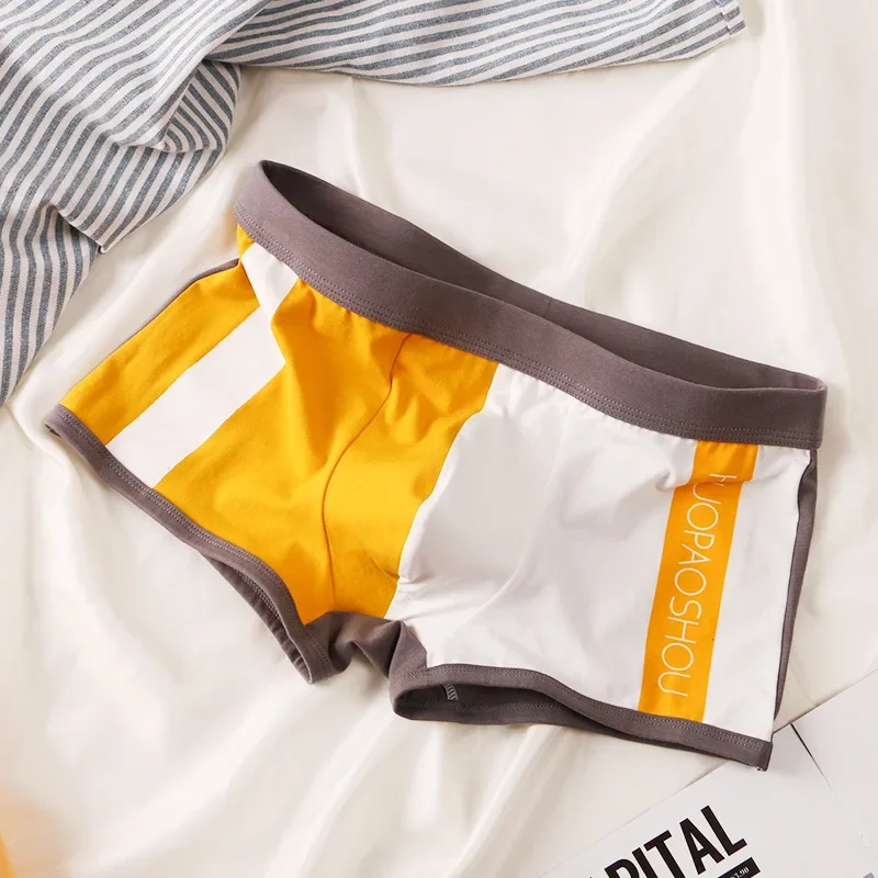 

Mens Boxers Color Blocked Printed Panties U Convex Pouch Underpants Summer Quick-Drying Shorts Sports Breathable Underwear Man
