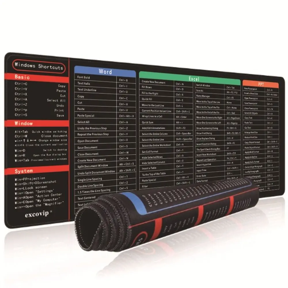 Nuovo tappetino per mouse con scorciatoie in gomma antiscivolo impermeabile software per ufficio tappetino per mouse scorciatoie Excel estese tappetino per mouse per giochi