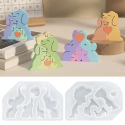 Animals Family Love Hug Silicone Candle Mold Dog Cat Bear Elephant Clay Resin Making Tools DIY Soap MouldDrip Bag Pendant Gifts